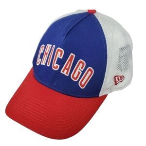 VINTAGE CHICAGO CUBS New Era Mesh snap back trucker baseball genuine MLB HAT